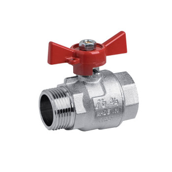 Válvula esfera borboleta latão 3/4" MF Válvula esfera borboleta latão 3/4" MF