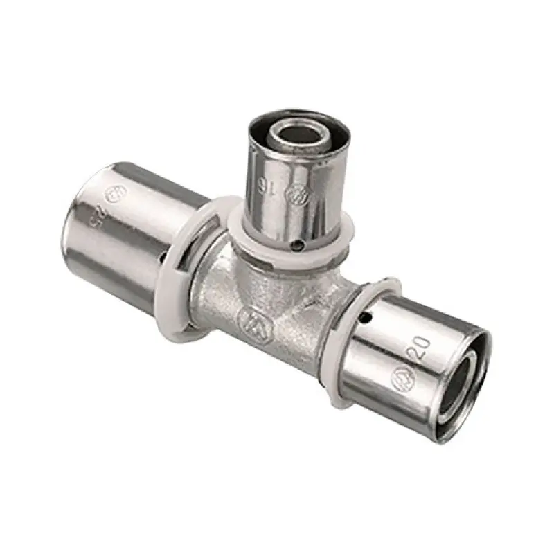Tê redução press metálico 20 x 25 x 20 mm Tê redução press metálico 20 x 25 x 20 mm