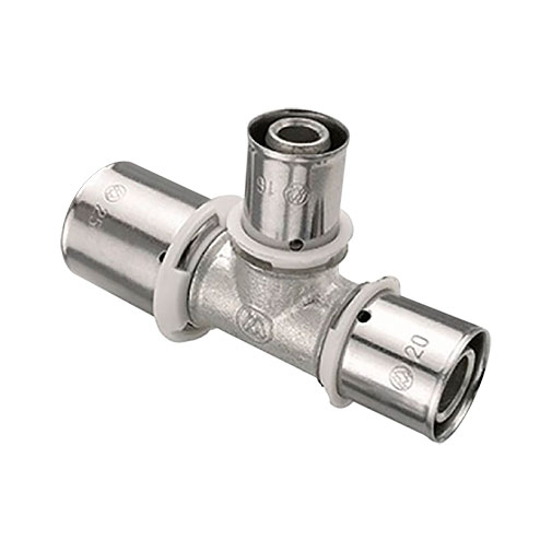 Tê redução press metálico 25 x 25 x 20 mm Tê redução press metálico 25 x 25 x 20 mm