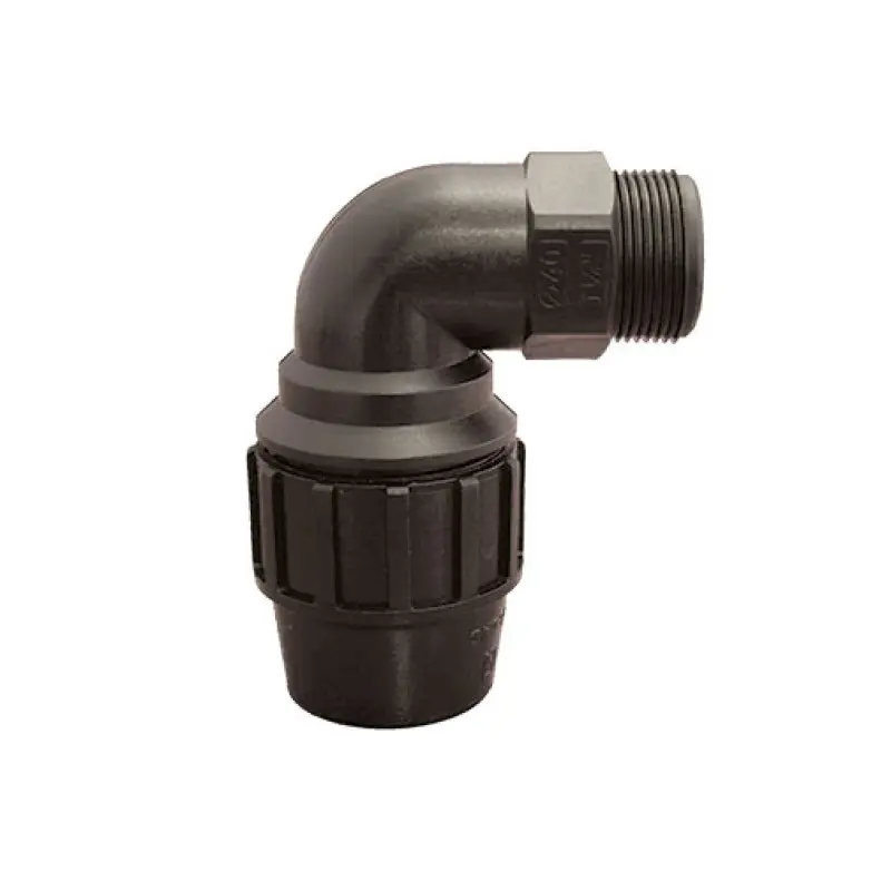 Joelho 90º de aperto PE Tecnoagua 40 mm x 1.1/4" M Joelho 90º de aperto PE Tecnoagua 40 mm x 1.1/4" M