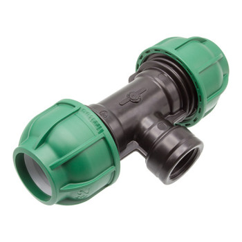 Tê de aperto PE 32 mm x 3/4" F x 32 mm