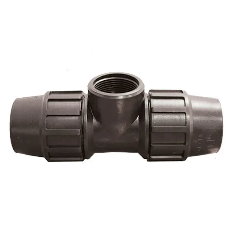 Tê de aperto PE Tecnoagua 20 mm x 1/2" F x 20 mm Tê de aperto PE Tecnoagua 20 mm x 1/2" F x 20 mm