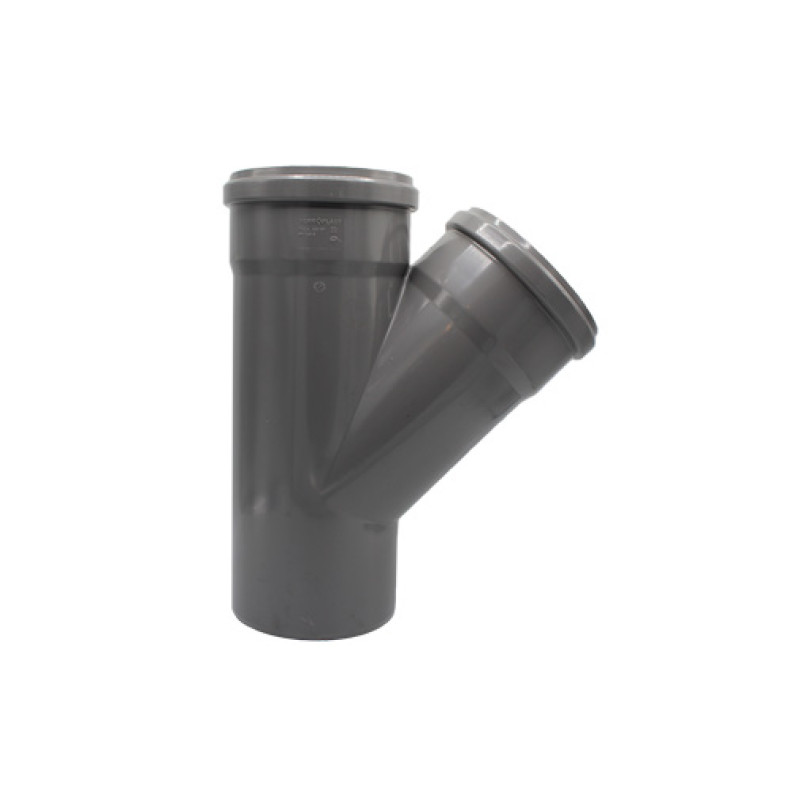 Forquilha simples 45º PVC 160 mm PN4 com anel Forquilha simples 45º PVC 160 mm PN4 com anel
