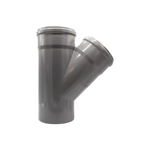Forquilha simples 45º PVC 200 mm PN4 com anel Forquilha simples 45º PVC 200 mm PN4 com anel