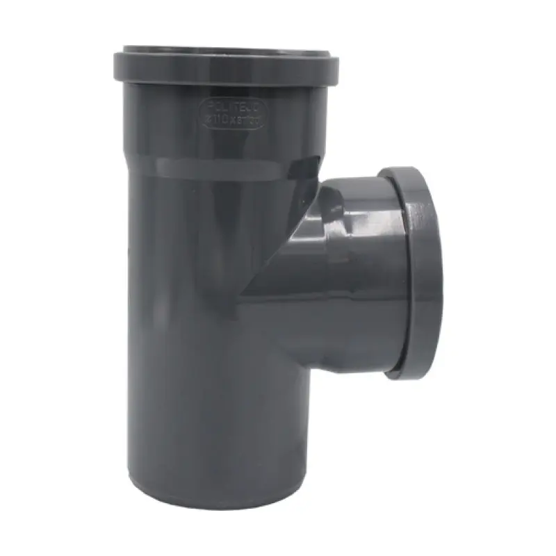 Tê simples 87º PVC Politejo 110 mm com anel