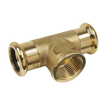 Tê transição press Sanha 8130G 15 mm x 1/2" F x 15 mm