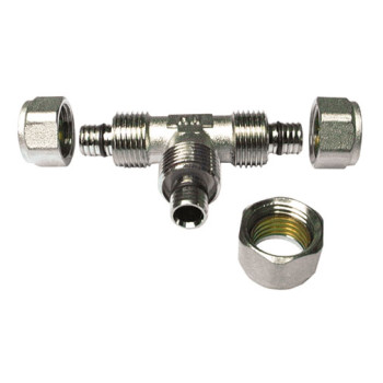 Tê redução bicone metálico 26 x 16 x 26 mm