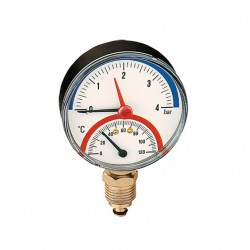 Termomanómetro radial Caleffi 1/2" 80 mm 0 a 4 bar