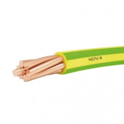 Fio elétrico rígido V H07V-R 25 mm2 verde e amarelo